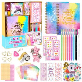 DIY Journal Kit for Girls, Teen Tween Girl Gifts Trendy Stuff, Stocking Stuffers, Scrapbook Supplies Stationery Set, Art Crafts Kit Ideal Gifts for Ages, 8 9 10 11 12 13 14 Year Old Girl