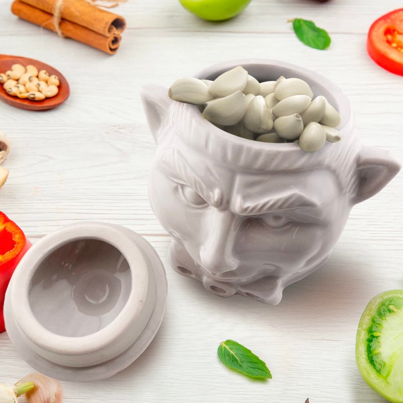 Kwirkworks Spooky Dracula Garlic Pot - Unique Ceramic Container with