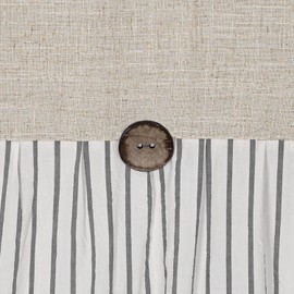 DOSLY IDÉES Farmhouse Shower Curtain,Beige and Gray Stripe,Button Curtain,Linen and Cotton Woven Fabric,Rustic Charm Country Chic Style,72x72 in