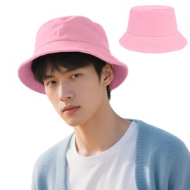 Moerstar Bucket Hat, Men's, Women's, Kids' Hat, Unisex, Safari Hat, Foldable, Fashionable, UV Protection, Sun Protection, Lightweight, Plain, 14 Colors, Summer, Pink, Free size