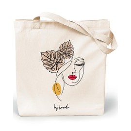 Loxato Printed Fabric Bag, Cotton Bag, Printed 100%, 35 (W) x 42 (H) x 8 (D) cm, Canvas Fabric 220 g/m², Printed Jute Bag, Shopping Bag, Long Handle, 70 cm Shopping Bag