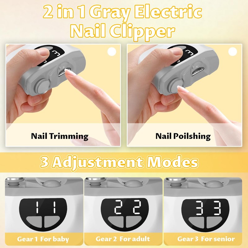 2 in 1 Electric Nail Clippers, Automatic Nail Trimmer, Nail