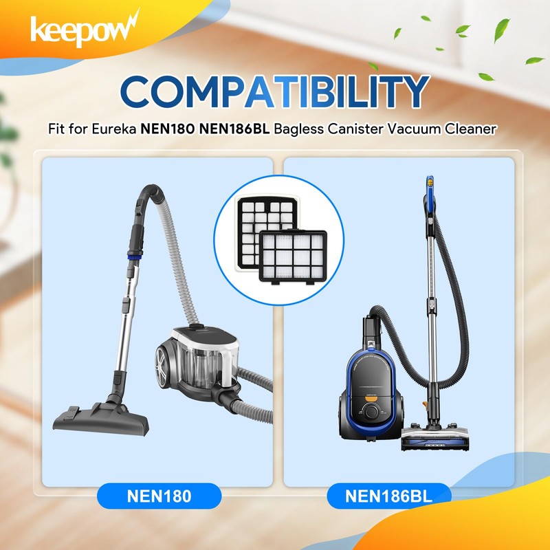 KEEPOW Replacement Filters Compatible with Eureka NEN180 NEN186BL Bagless Canister