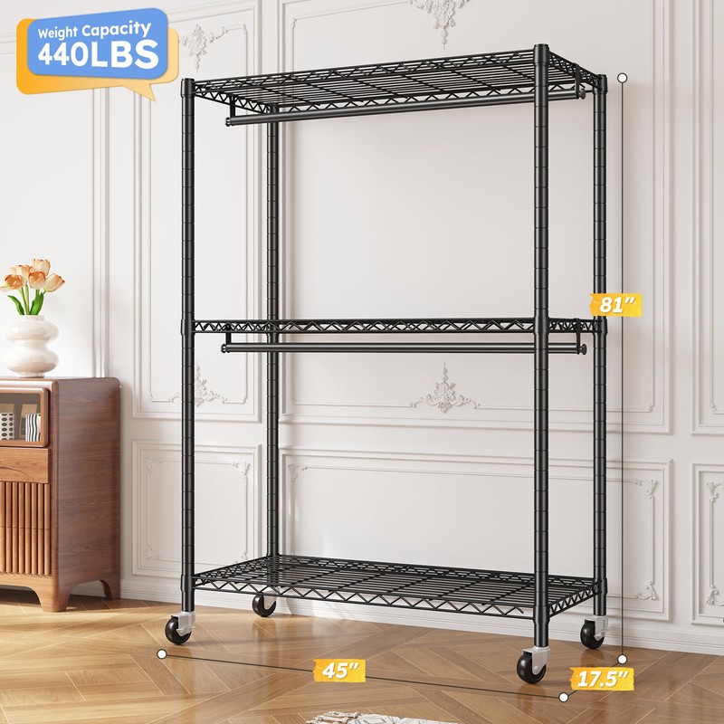 Raybee Clothes Rack, 45" W Clothing Racks for Hanging Clothes,