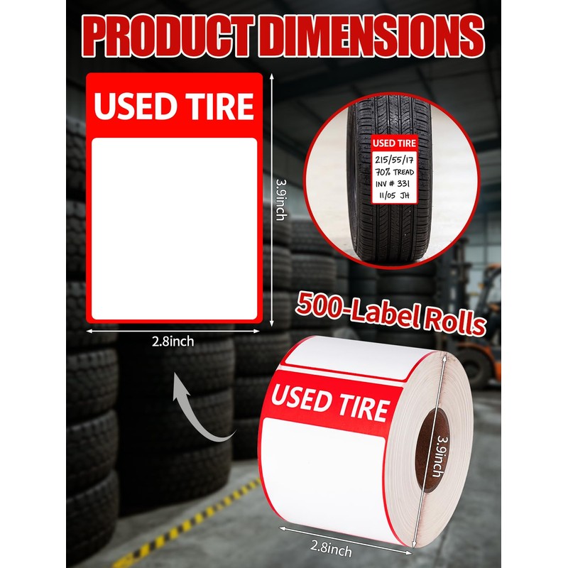 500Pcs Waterproof AdhesiveUsed Tire Stickers Labels