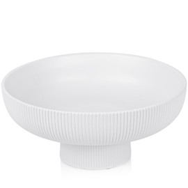 White Ceramic Fruit Bowl ,Fruit Bowl for Kitchen Counter, White Decorative Bowls, Pedestal Bowl,Centerpiece Bowl, Decorative Bowls for Home Decor, Modern Decor Bowl for Table, Island, or Counter