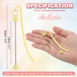 PATIKIL Beadable Bookmarks, 20 Pcs Beaded Bookmark DIY Metal Blank Bar Bulk for Bookmark DIY Making Craft, Beading Pendant Charm, Candy Yellow