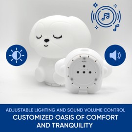 Mindfulness 'Breathing Puppy' | 4-7-8 Guided Visual Meditation Breathing Light | 3 in 1 Device with Night Light & Noise Machine for ADHD Anxiety Stress Relief Sleep - Gift for Kids Adult Women Men