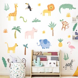 Bathroom Wall Stickers Animals Cartoon - Elephant Giraffe Lion Wall Decals for Nursery Room Wall Décor Wall Art Stickers 0609