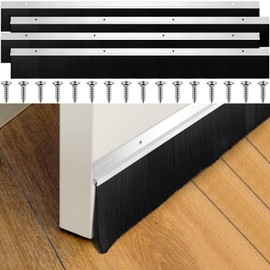 Frienda 4 Pcs 3 x 39.3 Inch Door Brush PP Hair Aluminum Alloy Sweep Seal Sliding Door Brush Seal Strip Easy Mounting Weatherstrip Door Sweep for Replacement