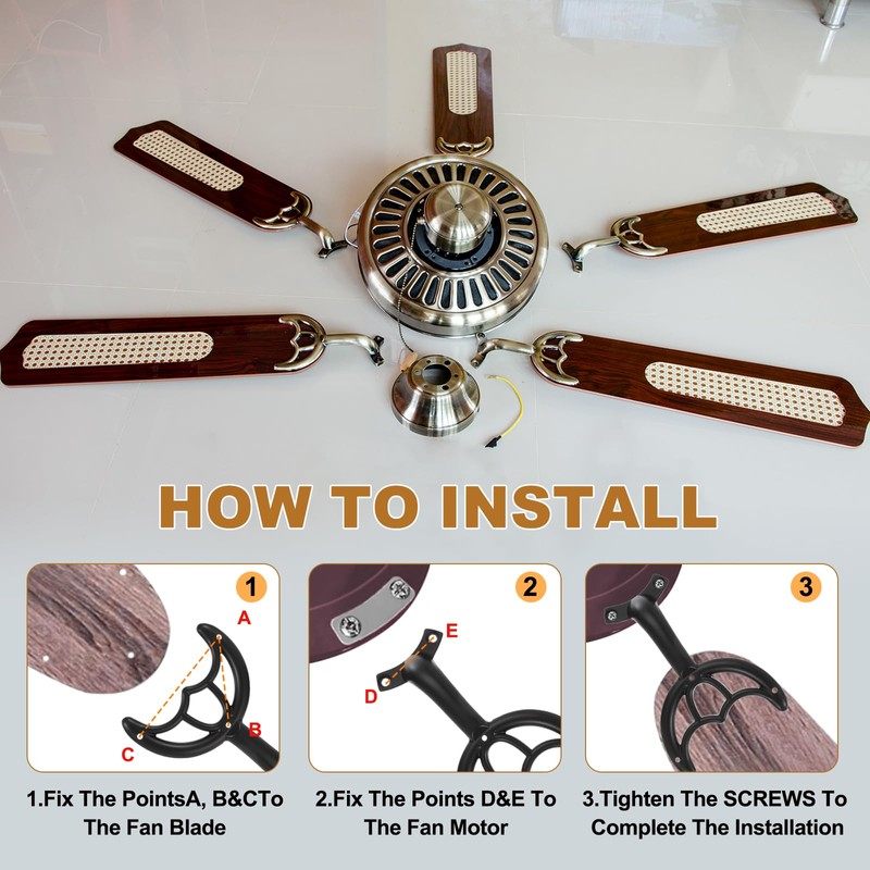 PATIKIL Ceiling Fan Blades Arms Replacement, 3 Pcs 52" Fan