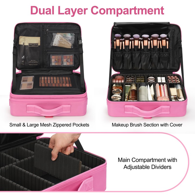 Relavel Makeup Case Large Makeup Bag Professional Train Case Travel