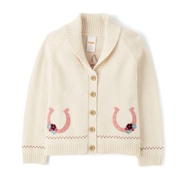Gymboree,Girls,and Toddler Long Sleeve Cardigan Button Up Sweater,Vanilla Horse,6