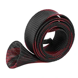 Manga de la caña de pescar, mangas trenzadas de la caña de pescar Fundición de caña de pescar extensible Protector de la cubierta de poste(13.00*7.00*3.00cm-negro rojo) Protector Para Caña De Pescar