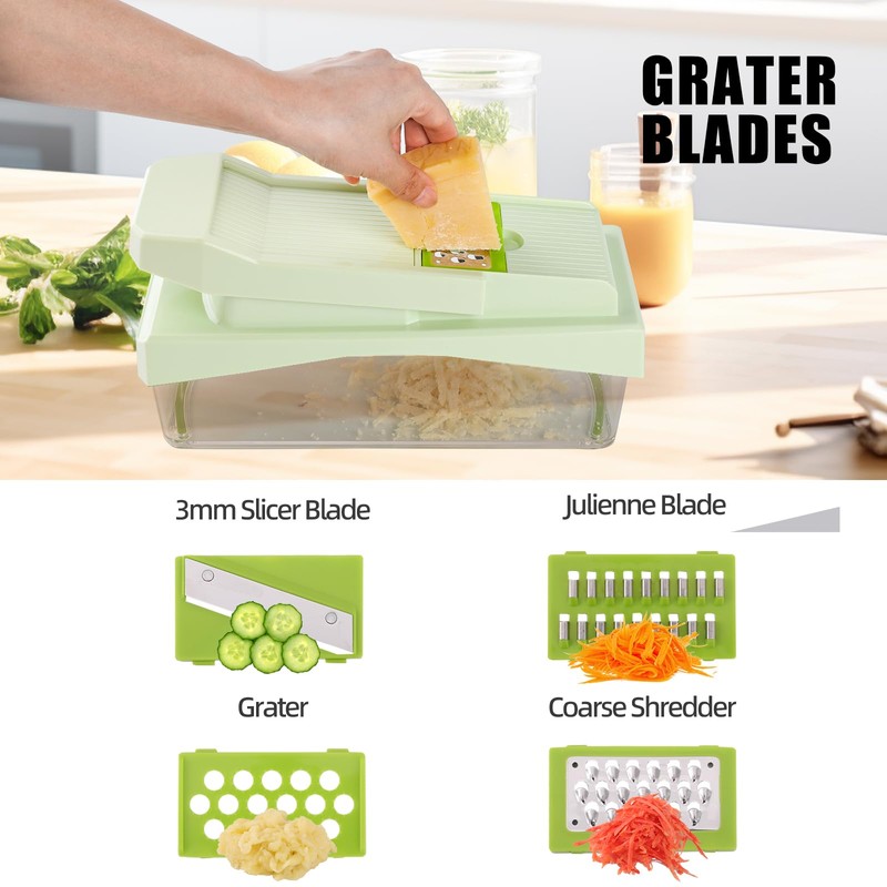 RüK 10-in-1 Vegetable Chopper – 6 Blade Veggie Chopper with