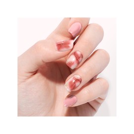 Oauee Semi Cured Gel Nail Strips | 20 Gel Nail Stickers | Gel Nail Stickers with UV Light Required | Salon Quality, Easy Application and Removal（Nude Pink Marble）