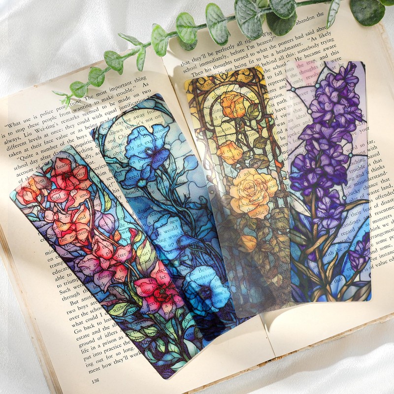 Celavoy Pretty Flower Bookmark Gifts - 20pcs Floral Stained Glass