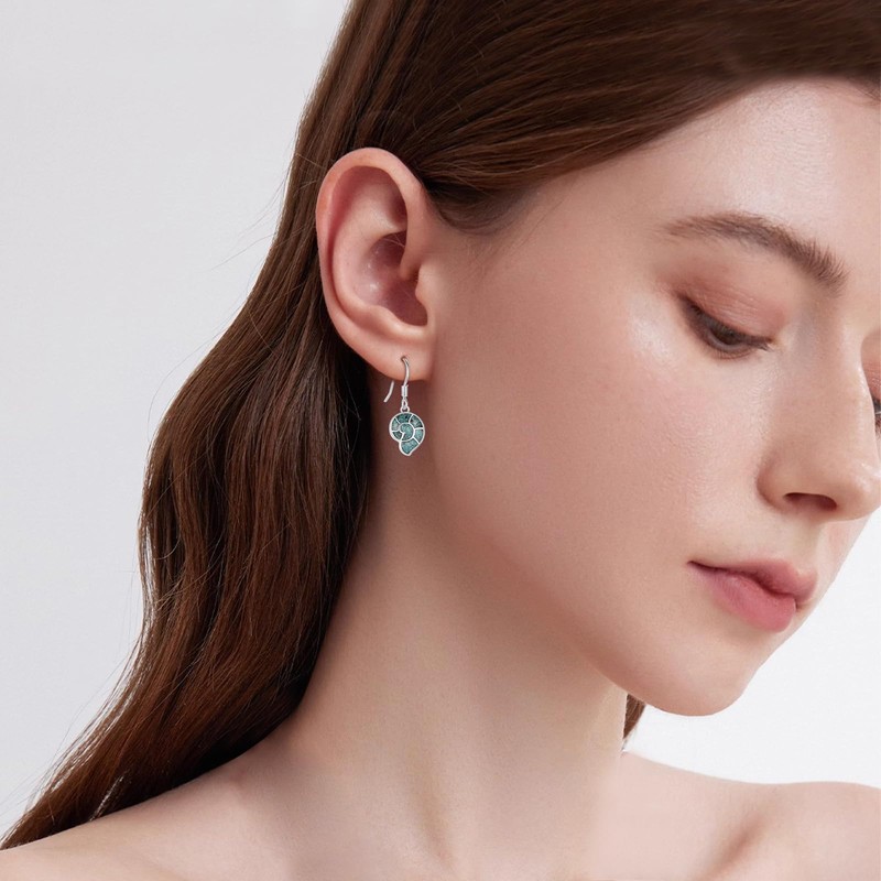 Conch Earrings for Women 925 Sterling Silver Sea Shell Dangle