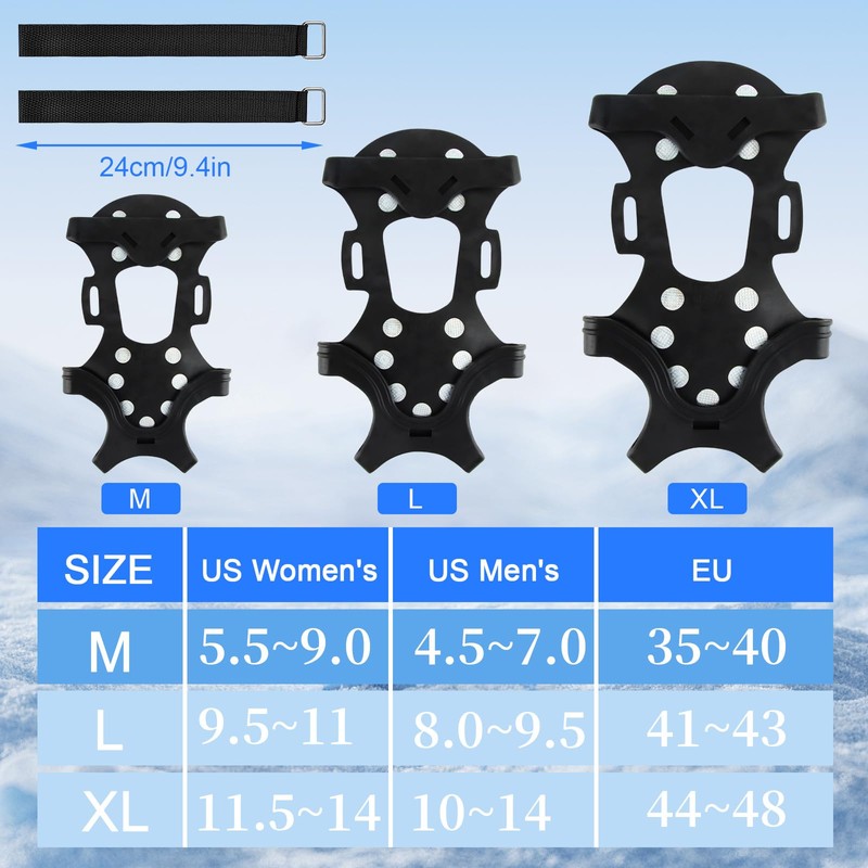 Hyran Spikes for Shoes, Crampons with 11 Teeth, Shoe Spikes,