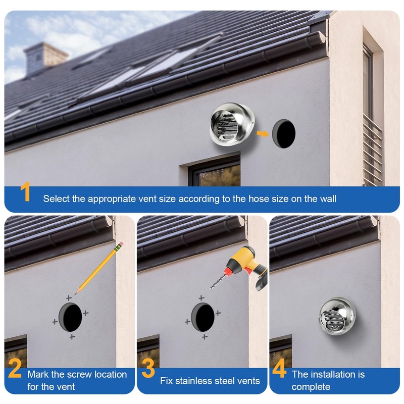 Midcvfrun 6 Inch Wall Vent Cover, Dryer Vent Cap Outside