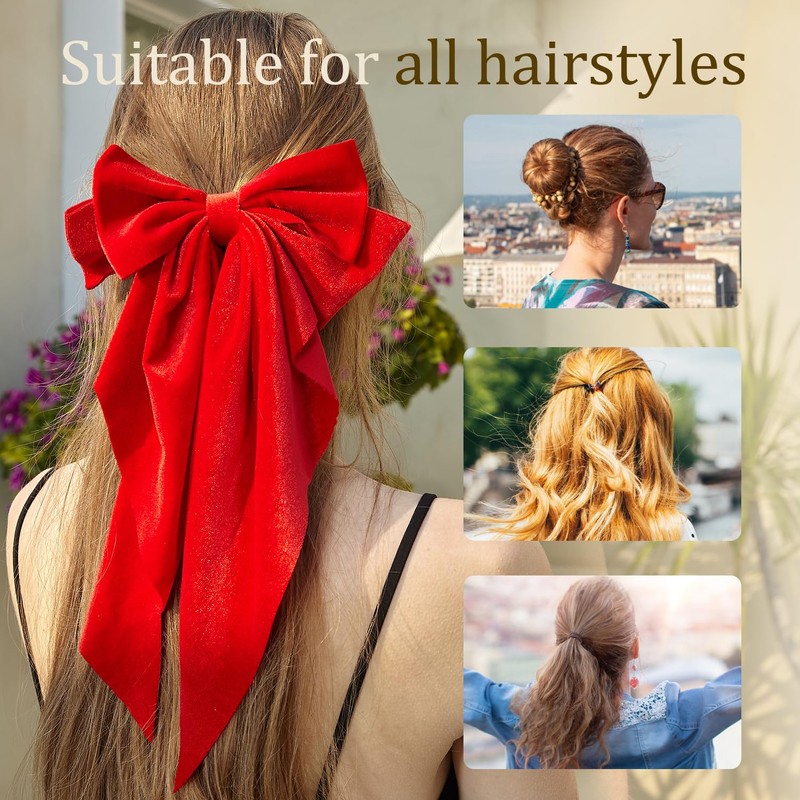 Exquisite Satin Bow Hair Accessory Velvet Large Hair Bow Long