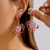 YUNXI Blue Enamel Crab Dangle Earrings for Women Nautical Coastal