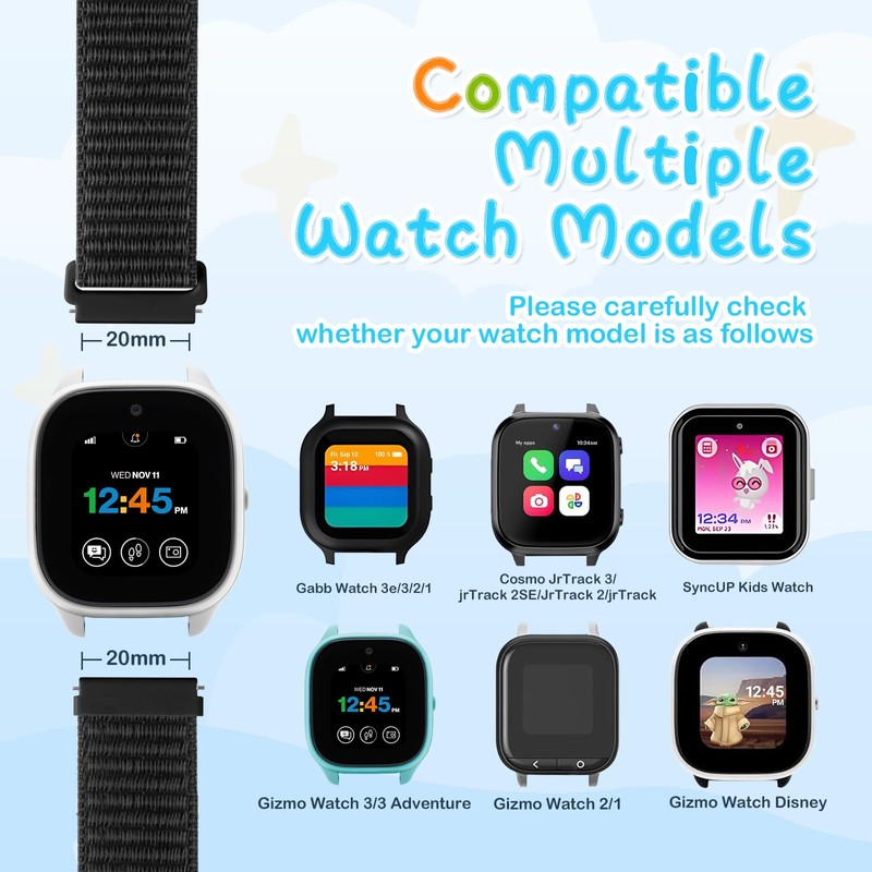 GEAK 3 Pack Kids Nylon Bands Compatible with Gabb Watch