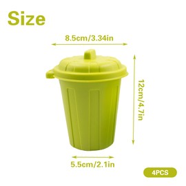 QoTang 4 PCS Green Mini Garbage Trash Pen Holder for Desk, Tiny Trash Can Pencil Holder Mini Garbage Bin with Lids Pen Holder for Office Desktop Organize, Storage for Pencils & Pens