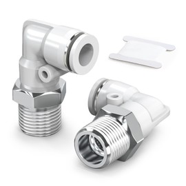 TAILONZ PNEUMATIC White Elbow Male Thread 4 mm Conduit OD x 1/4 BSP Push-in Fittings PL4-02 (Pack of 2)