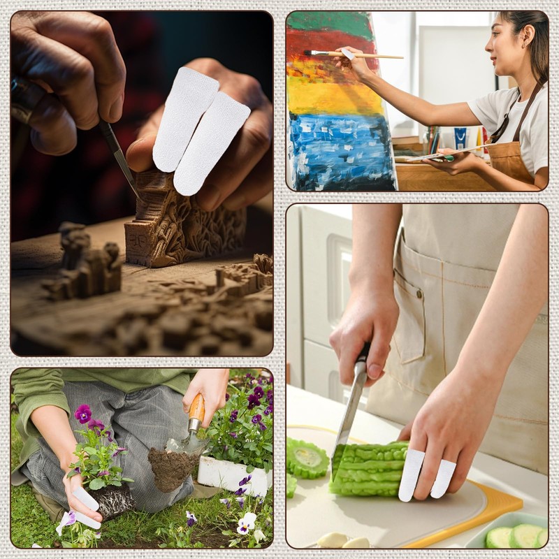 100Pcs Cotton Finger Cots,Finger Bandages Tubular,Thumb Protector,Finger Covers for Flexible