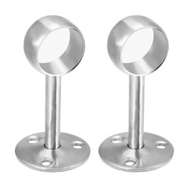 uxcell Wardrobe Pipe Bracket, 32mm Dia, 92mm Height, Wall Mounted Rail Rod Support Socket 2pcs