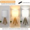 Small Beside Table Lamp, Wood Tripod Table Lamp with White