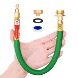 HHYOOSOO 12" Winterize Sprinkler System RV Motorhome Boat Camper and Travel Trailer: Air Compressor Quick-Connect Plug to 3/4" Garden Hose Faucet Blow Out Adapter Fitting with Shut Off Valve (Green)