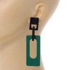 Statement Green/Black Square Acrylic Drop Earrings - 90mm Long
