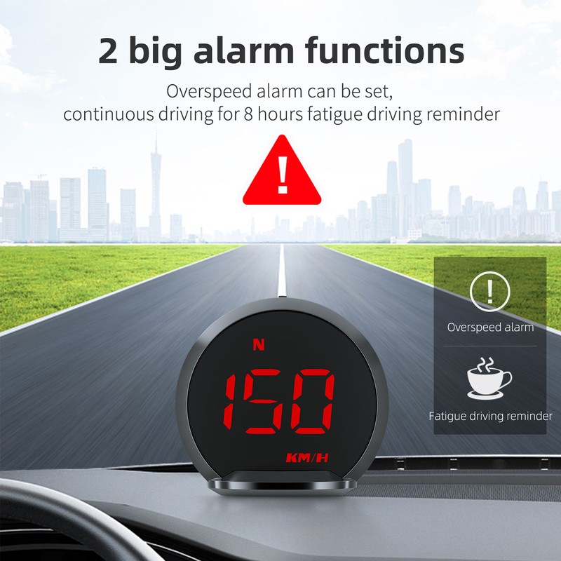 GPS HUD Speed Direction Driving Distance Overspeed Alarm Multifunctional Universal