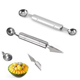 Melon Baller Scoop Set Stainless steel Dual-Purpose DIY Fruit Carving Knife Ice Cream Scoop Dishwasher Safe