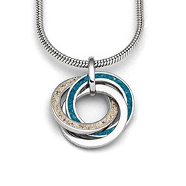 DUR Marina 2.0 3 Intertwined Rings Filled with Beach Sand, Blue Stone Sand and Silver Pendant for Necklace and Bracelet P3899, Sterling Silver, No Gemstone