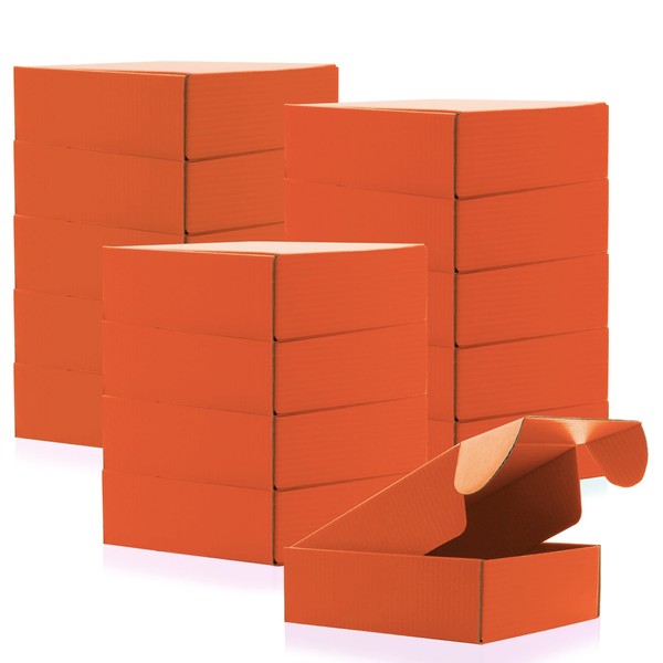 15 Pcs Orange Cardboard Boxes Shipping Boxes, Recyclable Colored Corrugated
