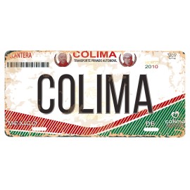 Custom Set Colima Mexico Aluminum License Plate Placa 6" x12" and Sticker 2"x4"