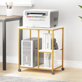 sogesfurniture Gold Bar Cart with 2 Shelves, Wine Glass Bottle Storage Bar Serving Cart with Wheels for Kitchen Living Room, Utility Bar Serving Cart Kitchen Island Rolling Cart on Wheel