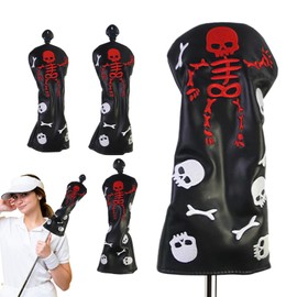 Wood Golf Club Covers - Golf Headcovers Protector Skeleton Pattern | PU Golf Headcovers Protector, Embroidery Golf Driver, Driver Fairway Woods Head Covers, Golf Club Headcovers