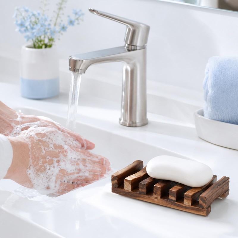 Wooden Soap Holder, Teak Soap Dish Wooden Sponge Holder for