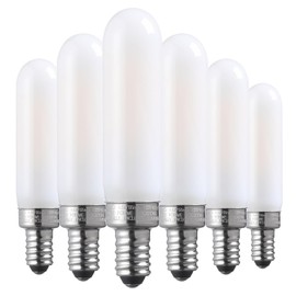 TORCHSTAR T6 LED Bulb, Dimmable Tubular Light Bulb 25 Watt, E12 Candelabra Bulb, 400lm, UL Listed, Edison Filament Light Bulbs for Chandelier, Ceiling Fan, Frosted Glass, 2700K Soft White, Pack of 6