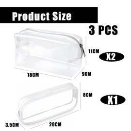 Syylqyr 3 PCS Clear Pencil Case, Clear Exam Waterproof Zippered Storage Pouch for Examspencil Case, Travel Luggage Pouch Make up Versatile Storage for Stationery Toiletries Makeup Office(White)