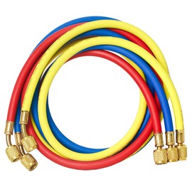 Elitech Refrigerant Charging Hose for R134a R404a R12 R22 Air Conditioning Refrigerant 1/4''Fitting, 59'', Set of 3