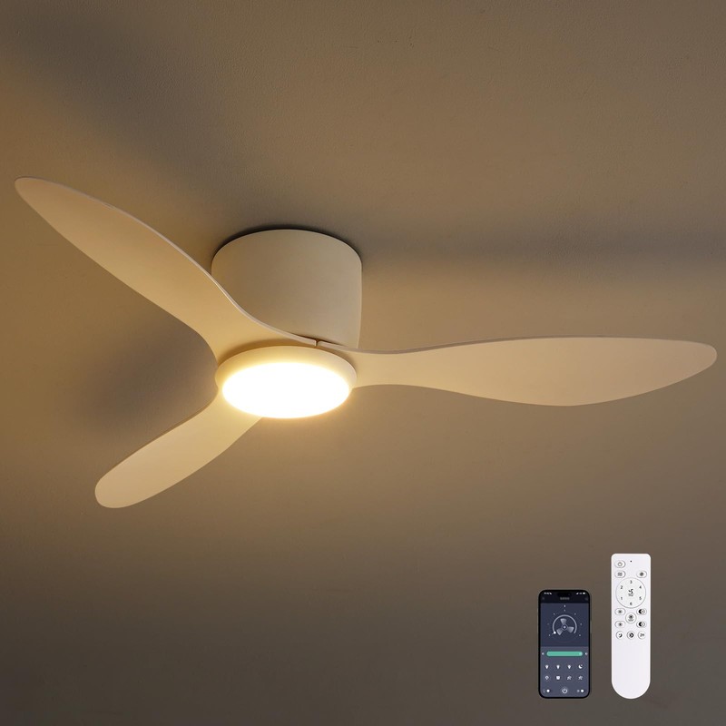 Nuoqiso 42 Inch Flush Mount Ceiling Fans with Lights and