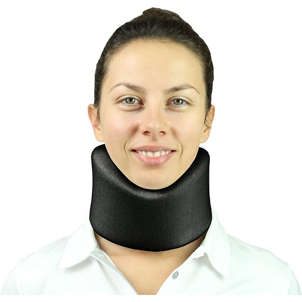 Vive Neck Brace - Foam Cervical Collar - Vertebrae Whiplash Wrap Aligns and Stabilizes Spine - Adjustable Spinal Support Can Be Used While Sleeping and Relieves Pain, Pressure