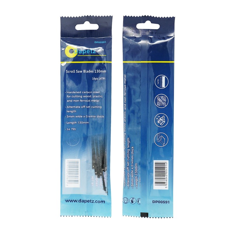 Dapetz® Pack of 10 Scroll Saw Blades 14 TPI 130mm