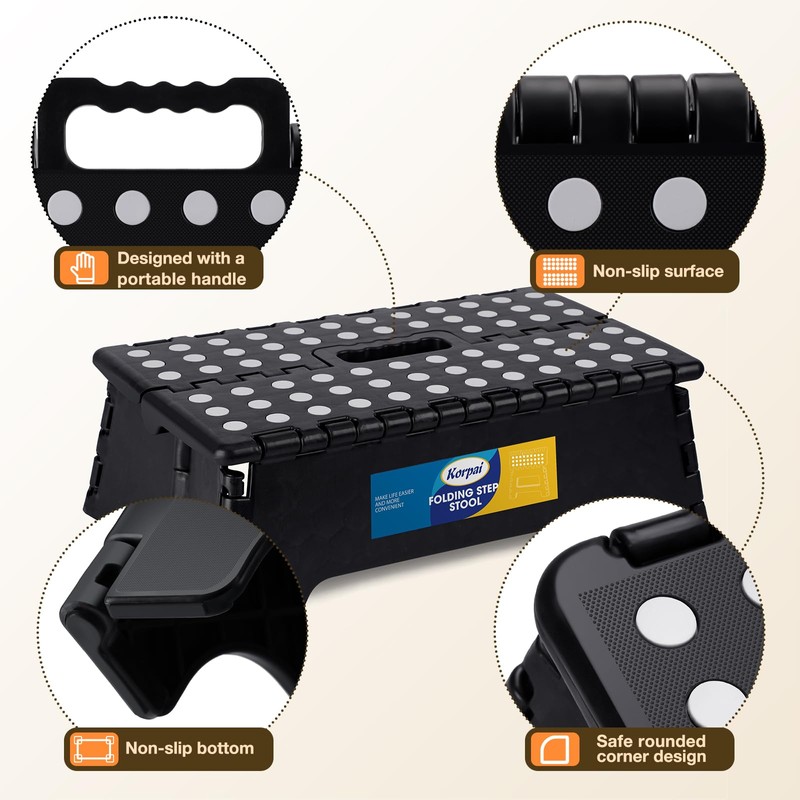 Korpai 5" Folding Step Stool for Adults and Kids 15-Inch