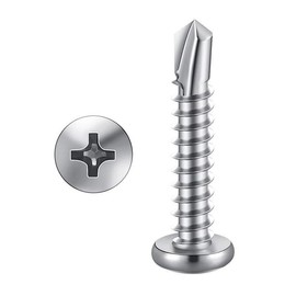 #6 x 5/8" (100 Pack) Stainless Steel Pan Head Self Tapping Screws Phillips Head Self Drilling Screws Sheet Metal Screws, 410 Stainless Steel